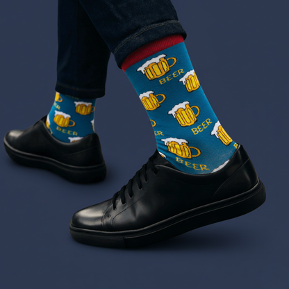 Cotton Crew Socks: Beer Crew Length Socks
