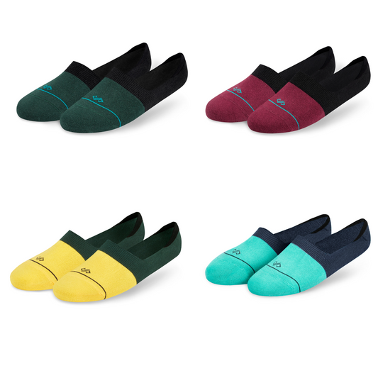 Dual Solid Invisibles Pack of 4 Olive/Black+Maroon/Black+Yellow/Olive+Turquoise/Navy