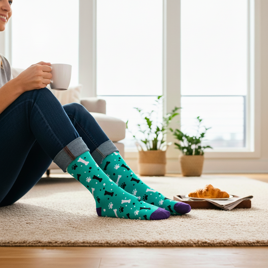 PAWS-AND-BONES CREW LENGTH SOCKS - Cotton Crew Socks