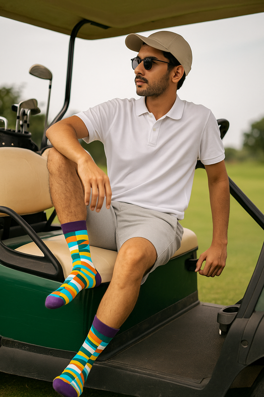 Multicolor Cotton Crew Length Socks: WONKY UNISEX Colorful Premium Socks
