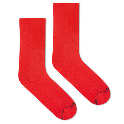SOLID RED Crew Length Socks Dynamocks Premium Cotton Socks for Men & Women