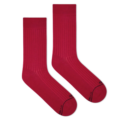 SOLID RED Crew Length Socks - Dynamocks Premium Cotton Socks for Men & Women