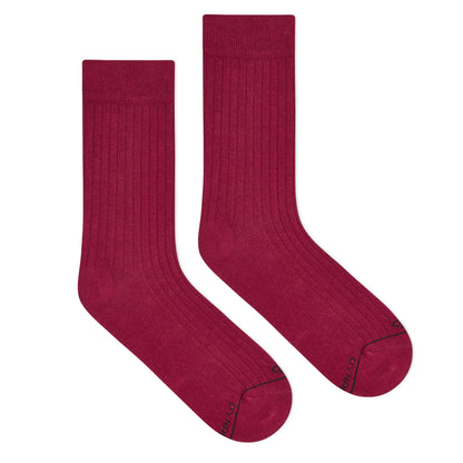 Cotton Crew Socks: SOLID MAROON Crew Length Socks