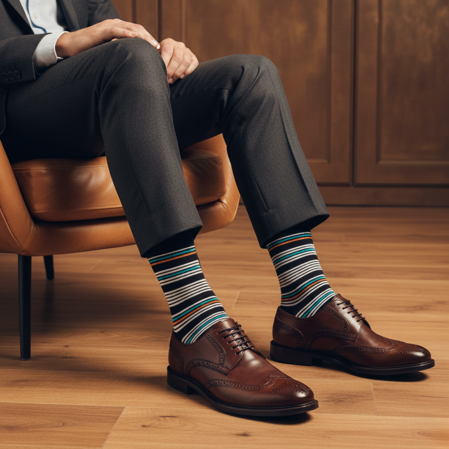 The Executive Stripe Bundle | Men's Premium Combed Cotton Dress Socks- Pack of 6