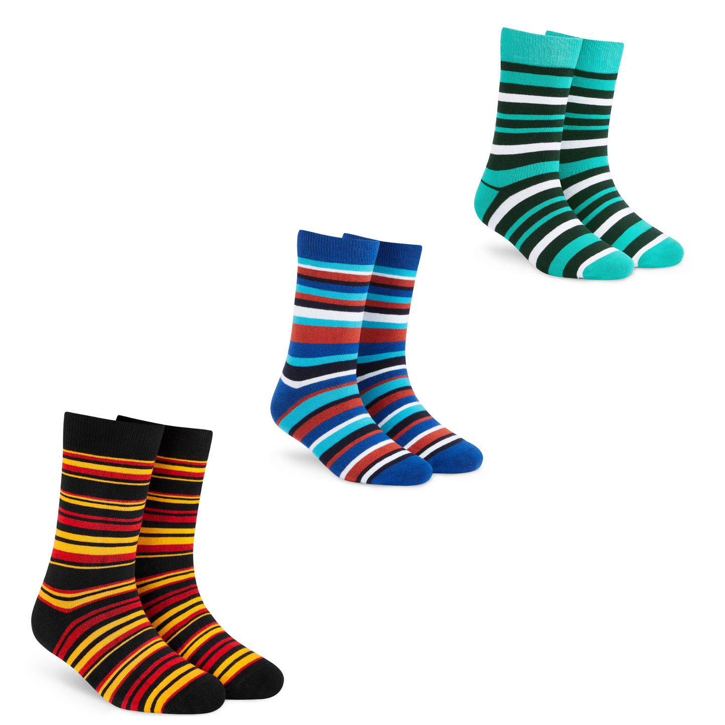 Stripes Cotton Socks Pack of 3 : Crew Length Socks Set