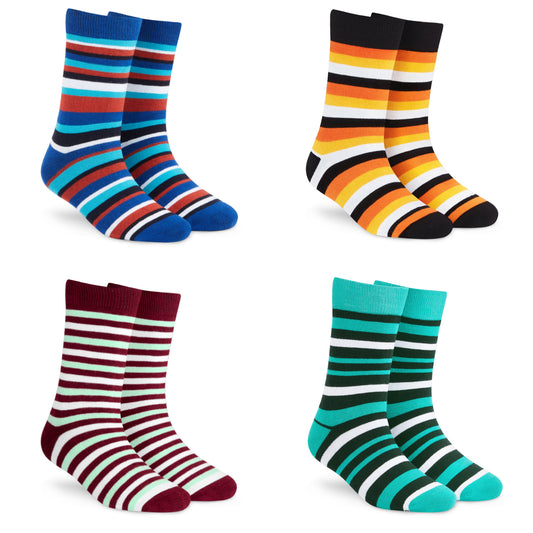 Cotton Crew Socks Combo: Men & Women Striped Socks
