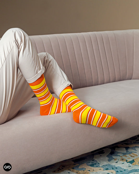 Stripes 14.0 Crew Socks | Single Pair, Classic Cotton Comfort