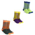 Stripes Cotton Socks Pack of 3 : Crew Length Socks Combo