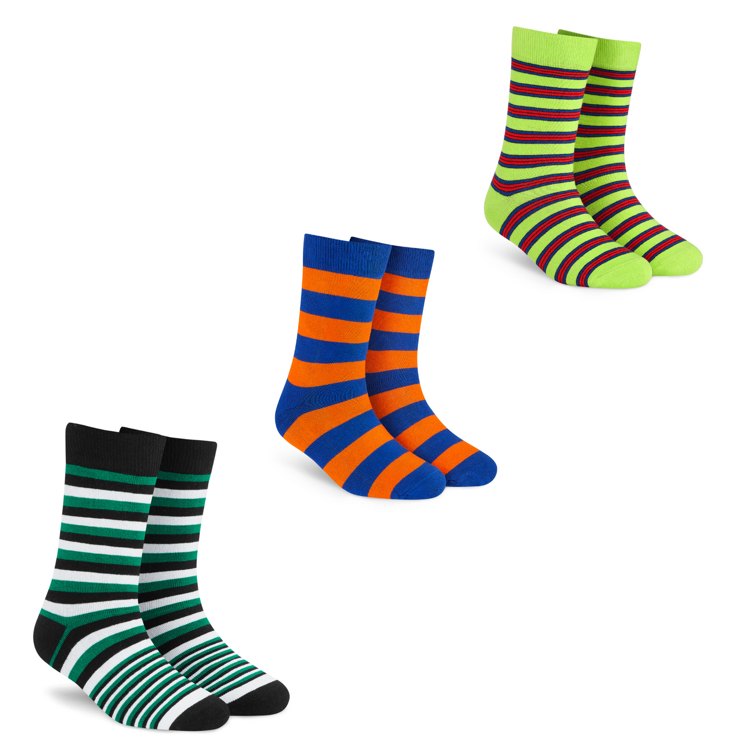 Stripes Colorful Cotton Socks Pack of 3 : Crew Length Socks Combo