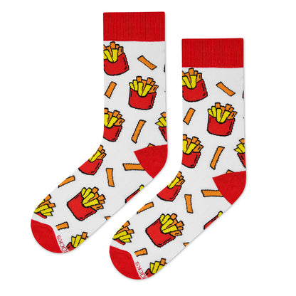 French Fries Crew Length : Men & Women Designer Funky, Funny Creative Colorful Socks - Unisex Socks