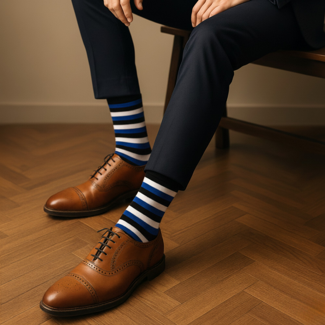 The Executive Stripe Bundle | Men's Premium Combed Cotton Dress Socks- Pack of 6