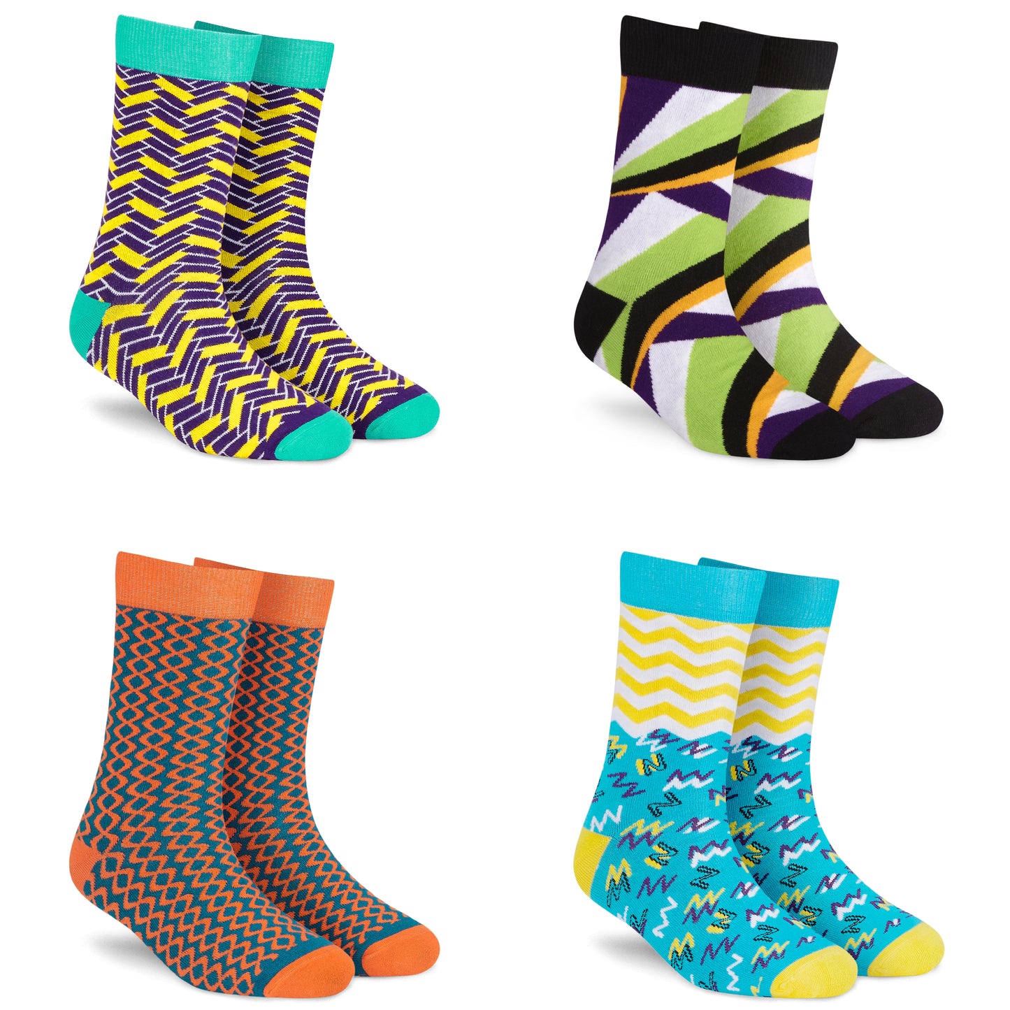 Cotton Crew Socks Combo: Urbane, Exotic, Jolly, Charm