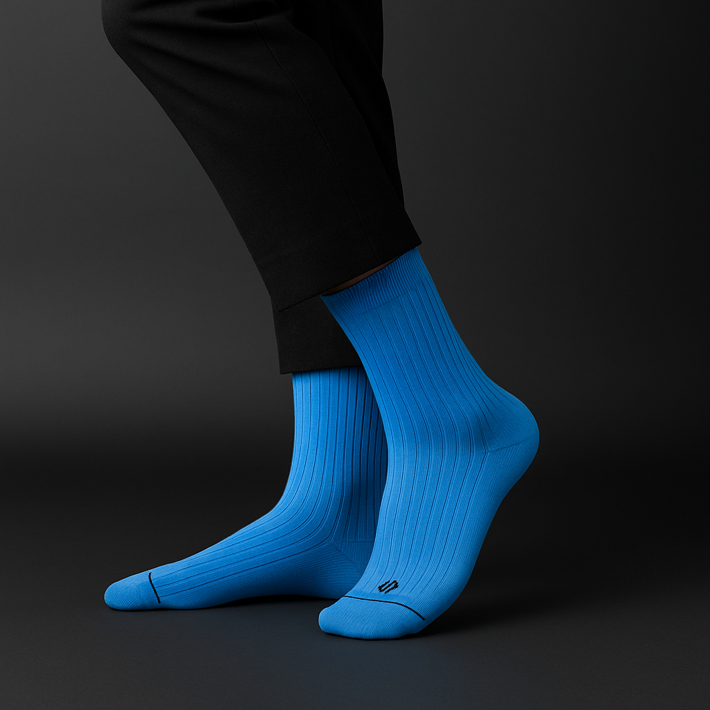 Cotton Crew Length Socks: SOLID LIGHT BLUE UNIQUE Color Premium Cotton Socks For Men & Women