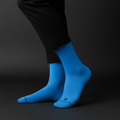 Cotton Crew Length Socks: SOLID LIGHT BLUE UNIQUE Color Premium Cotton Socks For Men & Women