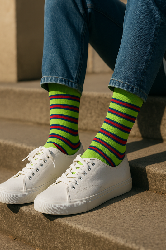 Stripes 11.0 Crew Length Socks: Bold Stripes for Your Feet