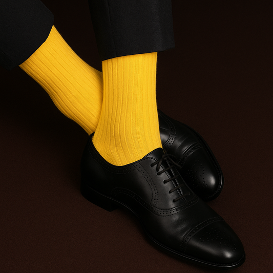 Cotton Crew Socks: SOLID YELLOW Crew Length Socks