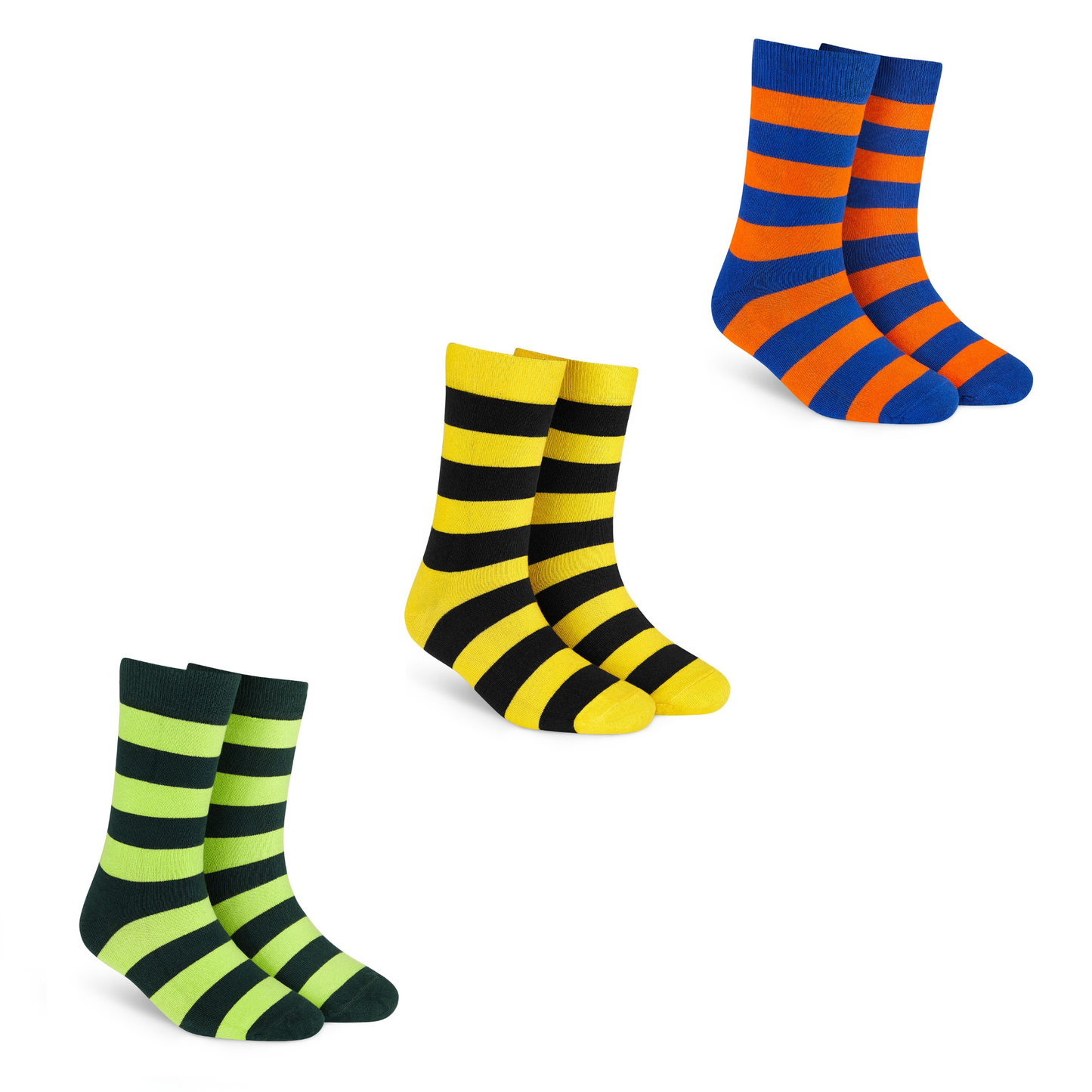 Stripes Cotton Socks Pack of 3 : Crew Length Socks Combo